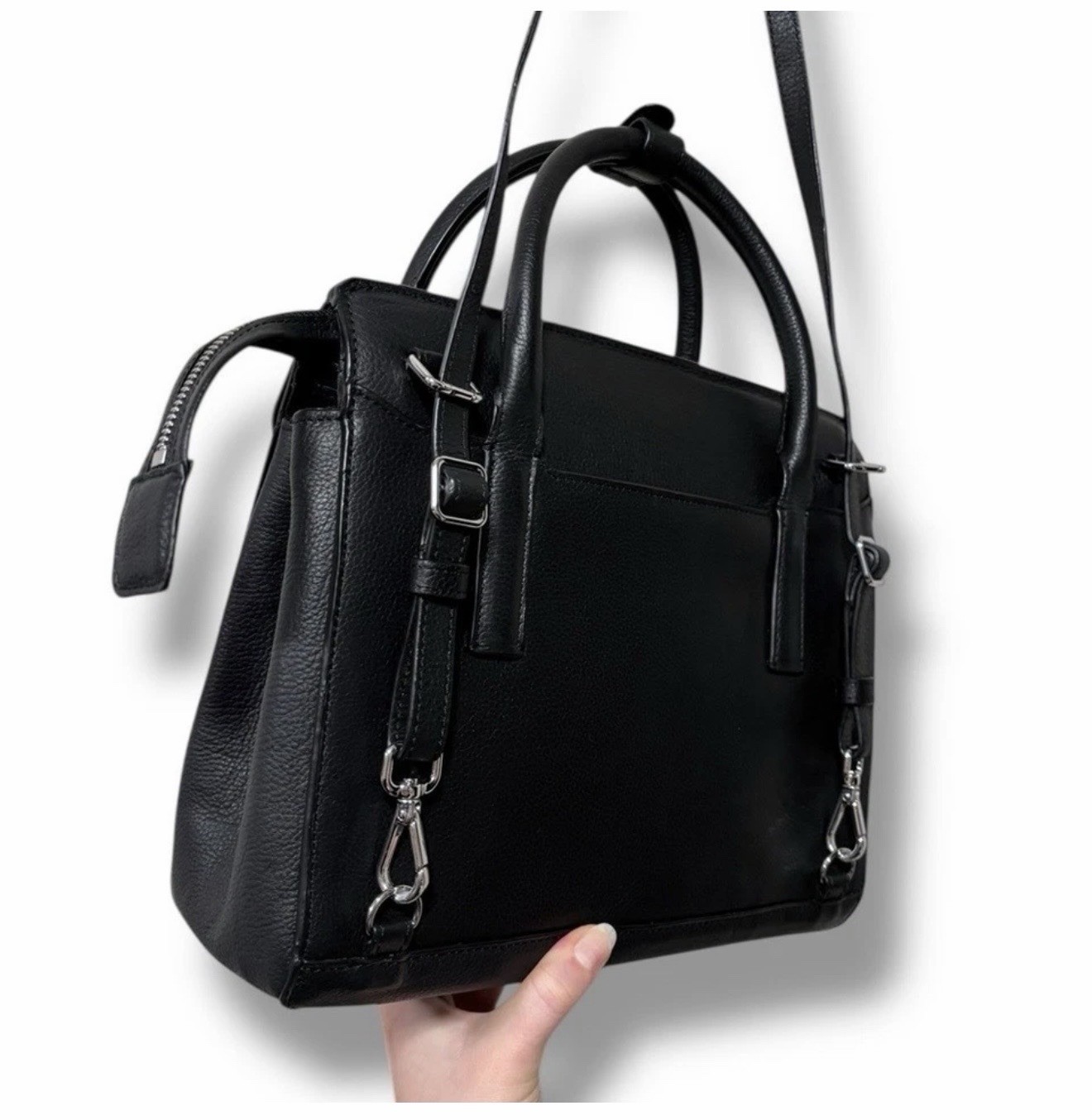 NWOT Wool & Oak All Day Black Pebbled Leather Convertible Shoulder Bag Backpack