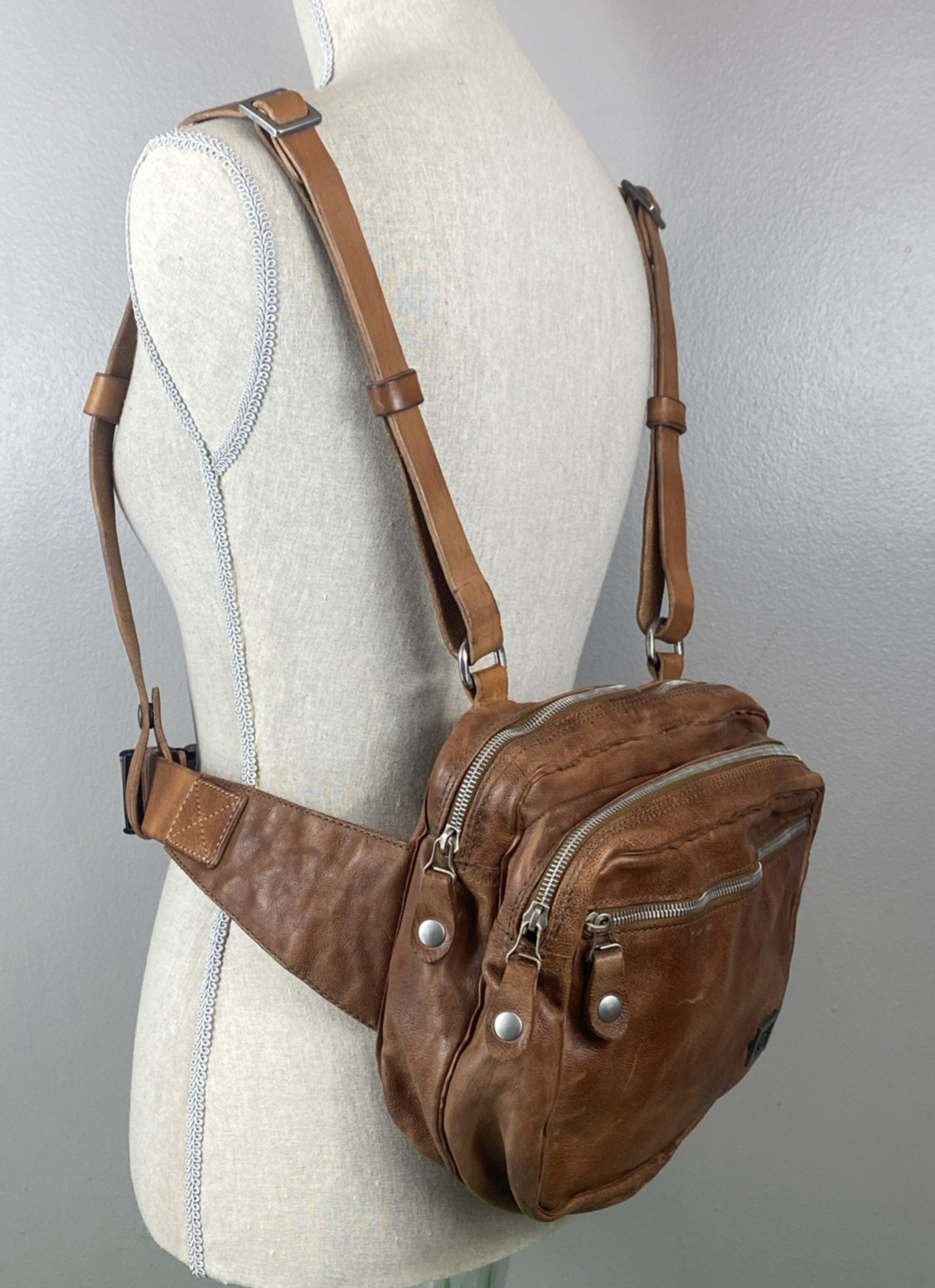 RARE VHTF A.S. 98 Brewer Backpack Brown Distressed Leather Medium Size