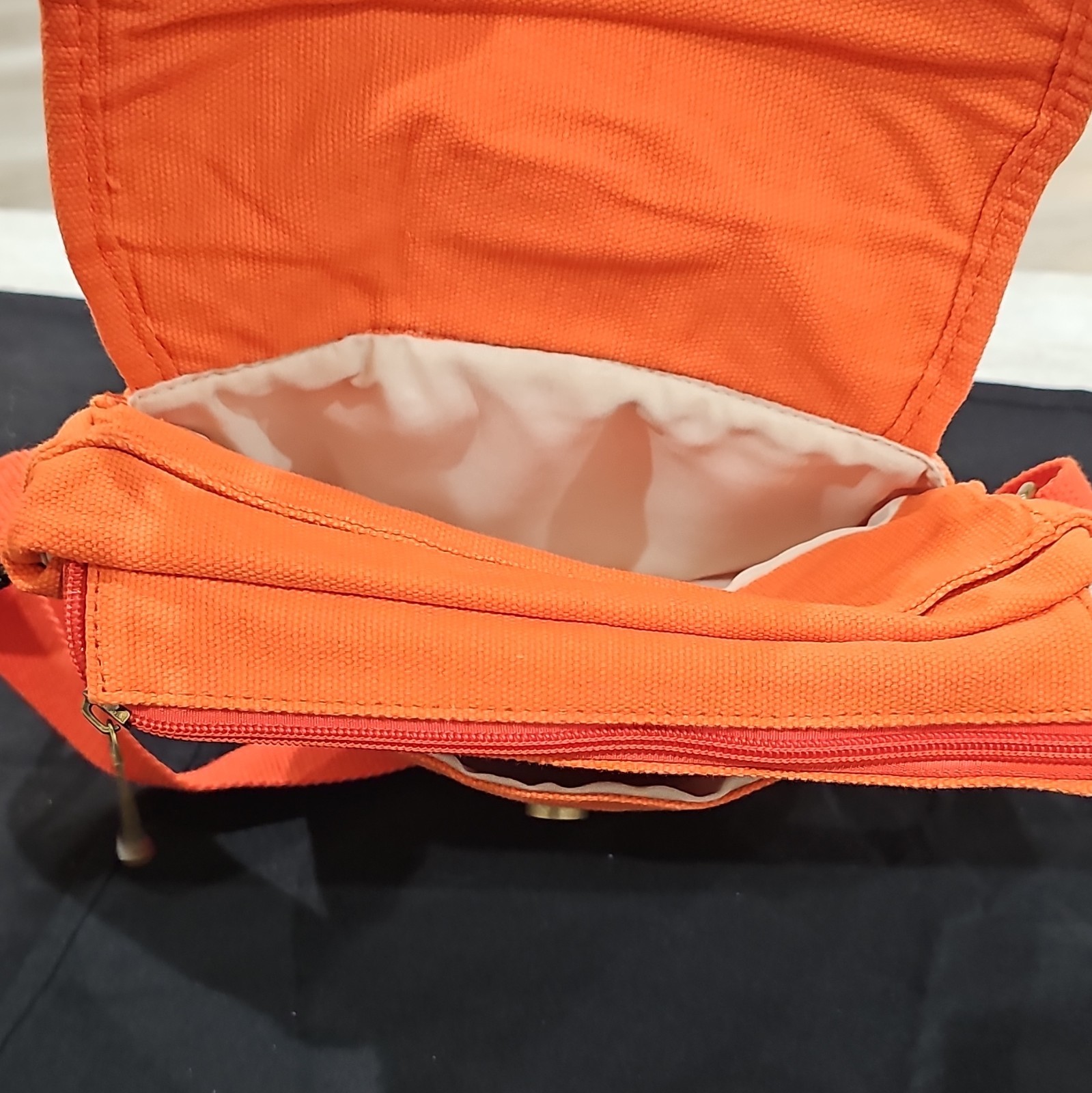 Orange Multicolor Striped Bohemian Shoulder Bag Accents Zip Closure