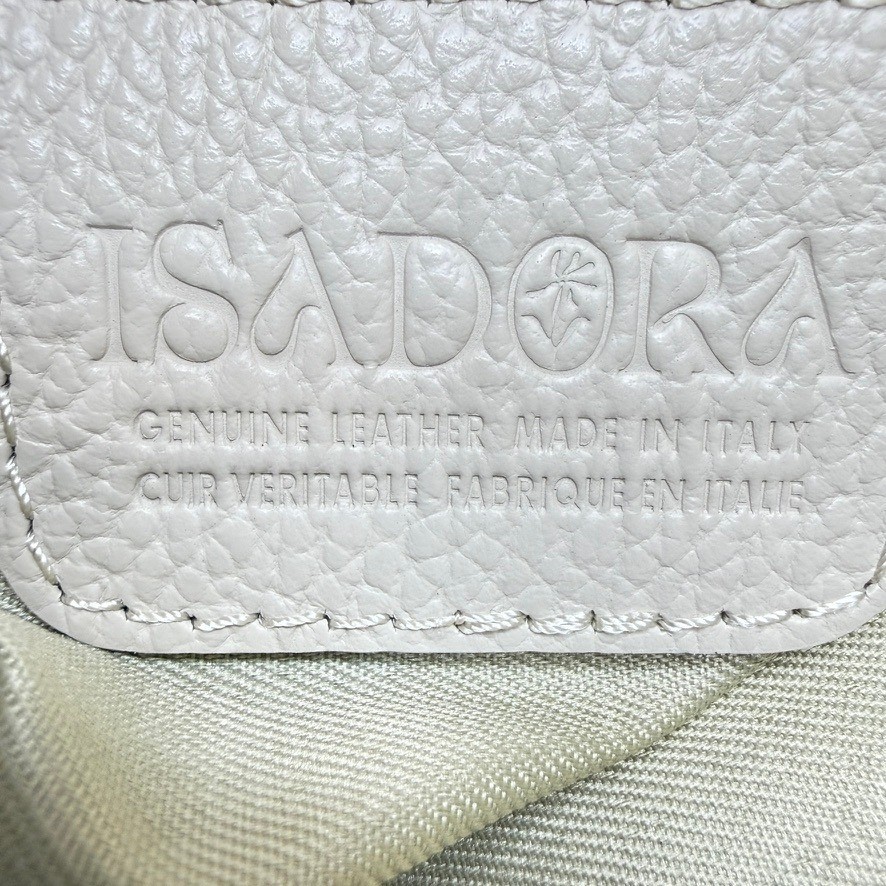 Isadora Italian Made Oversized Cream Pebbled Leather Tote Bag Summer Statement