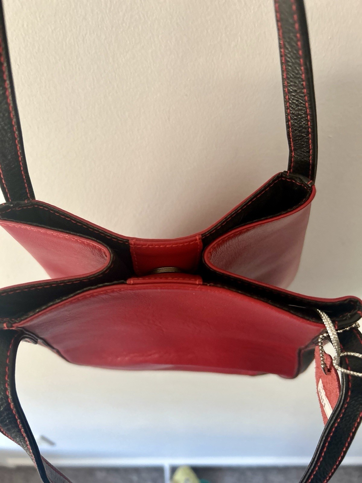 Handbag Italian Red Leather Purse Bucket Buttersoft: Very Emily In Paris NWT