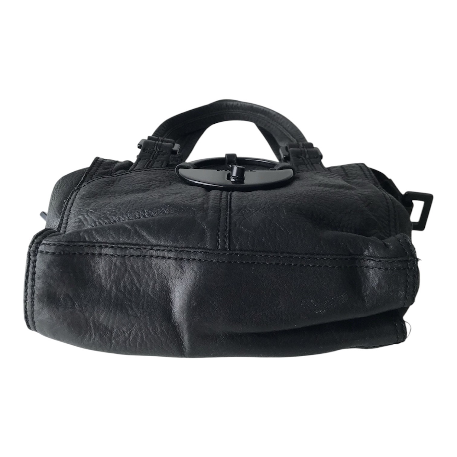DIESEL Vintage Leather Handbag Industrial Lock Grunge Moto Biker Avant Garde Y2K