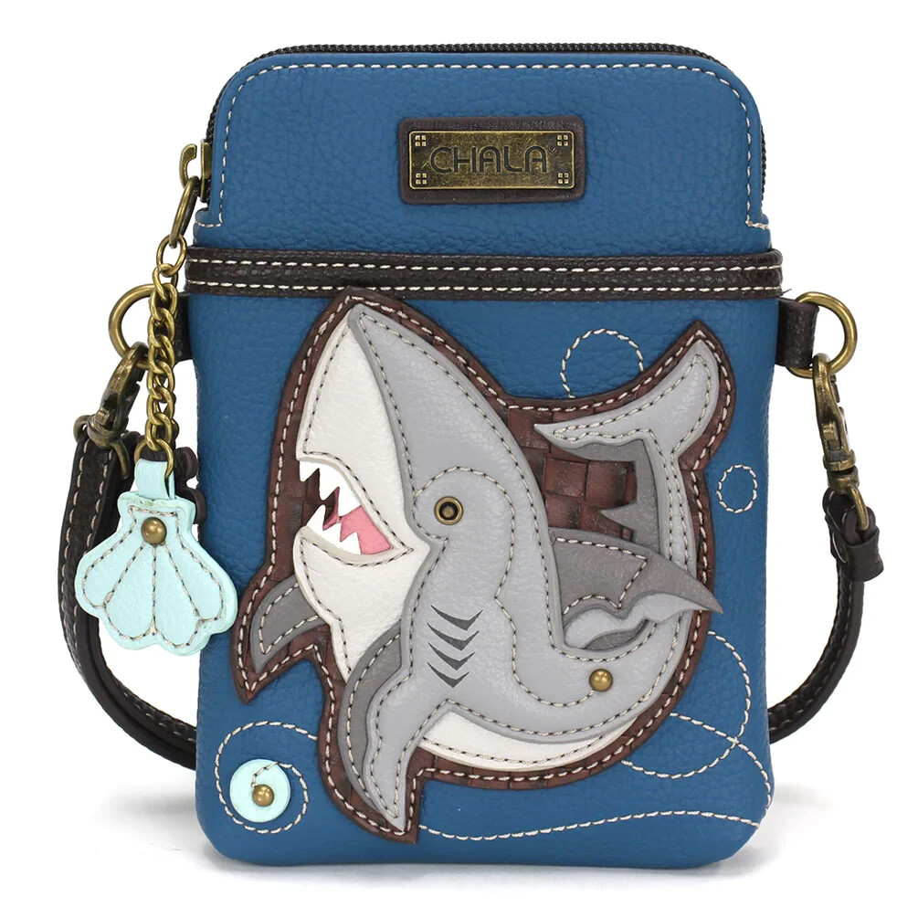 CHALA SHARK Cellphone Crossbody Purse Convertible Adjustable Strap – Blue NWT