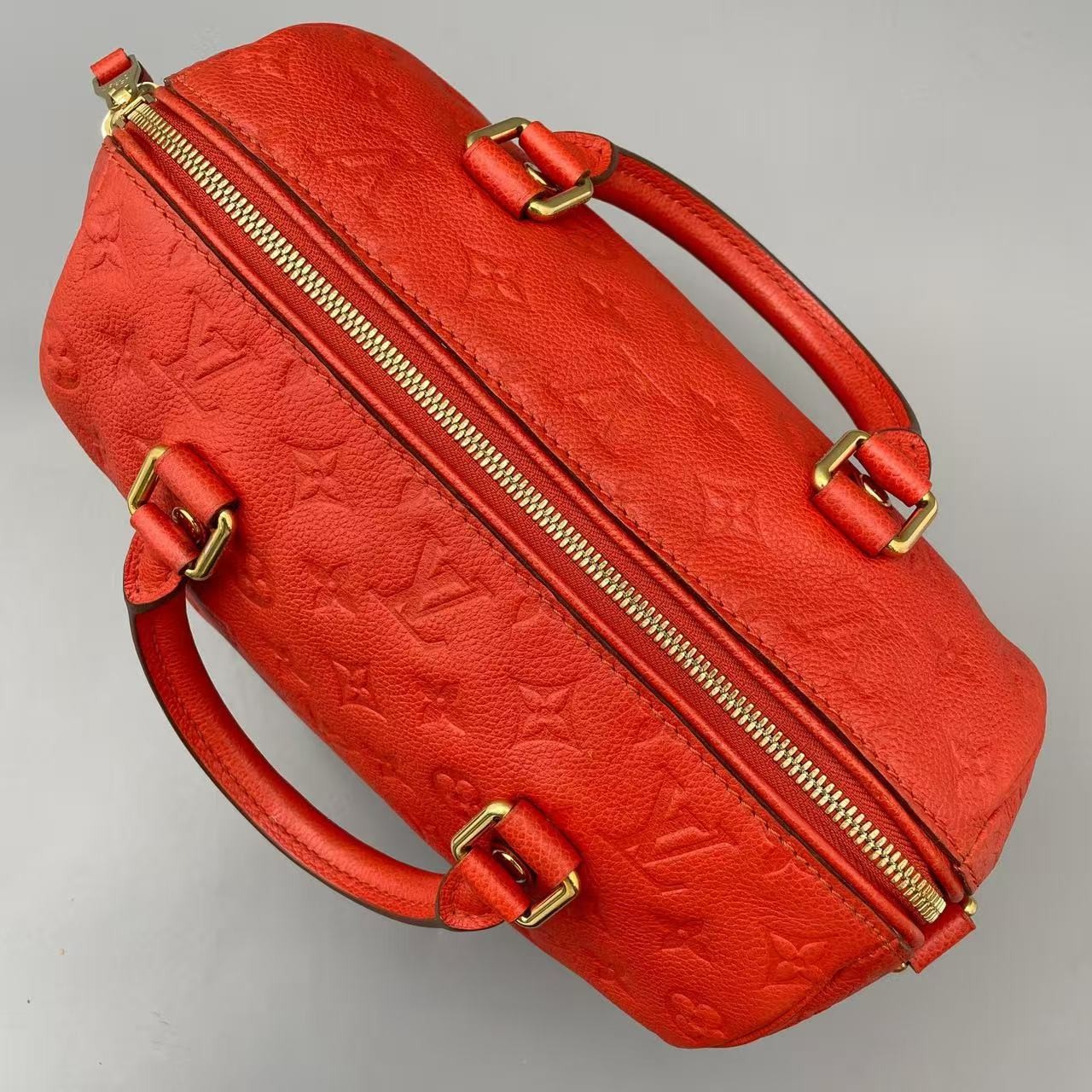 Louis Vuitton Speedy Bandoulière 25 Red Empreinte Leather Gold Hardware Auth