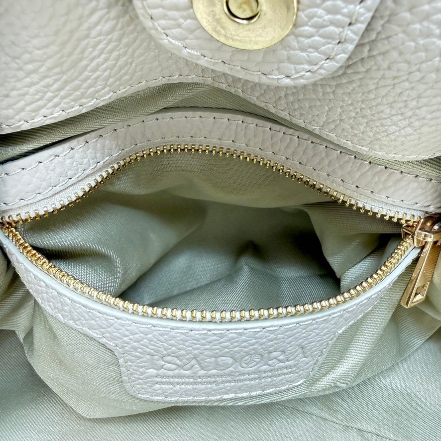 Isadora Italian Made Oversized Cream Pebbled Leather Tote Bag Summer Statement