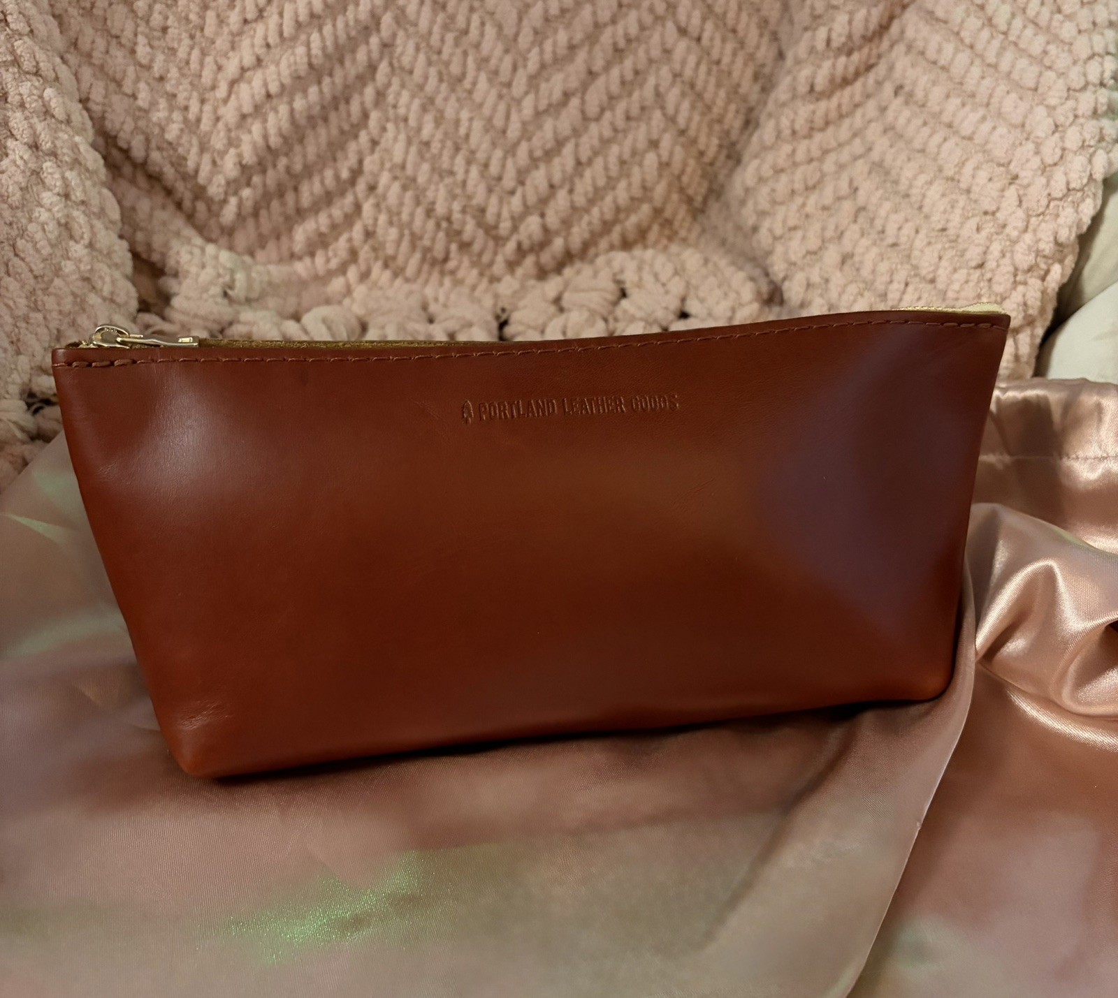 Portland Leather Utility Bag Pouch In Madrone NWOT