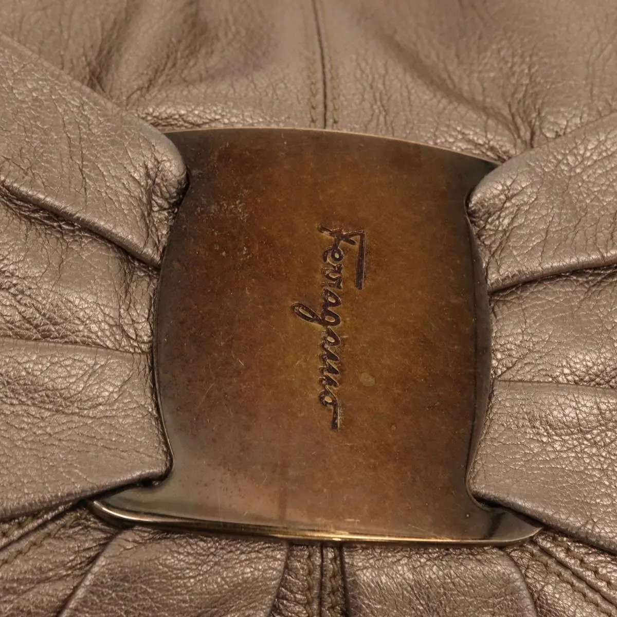 Salvatore Ferragamo Miss Vara Hobo Leather Gold Handbag