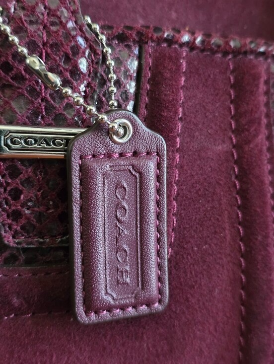 Coach F25301 Taylor Alexis Oxblood Suede Snake Embossed Carryall Tote Y2K