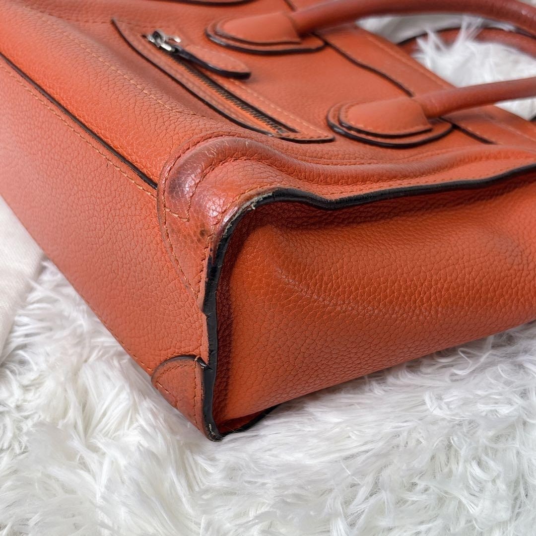 Celine Luggage Nano Shopper Handbag Tote 2WAY Leather Women red
