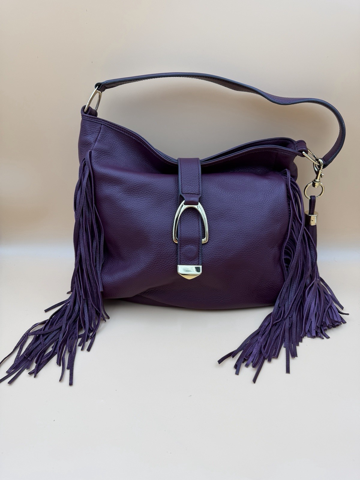 G.I.L.I. Womens Bordeaux Italian Leather Stirrup Hobo Shoulder Bag