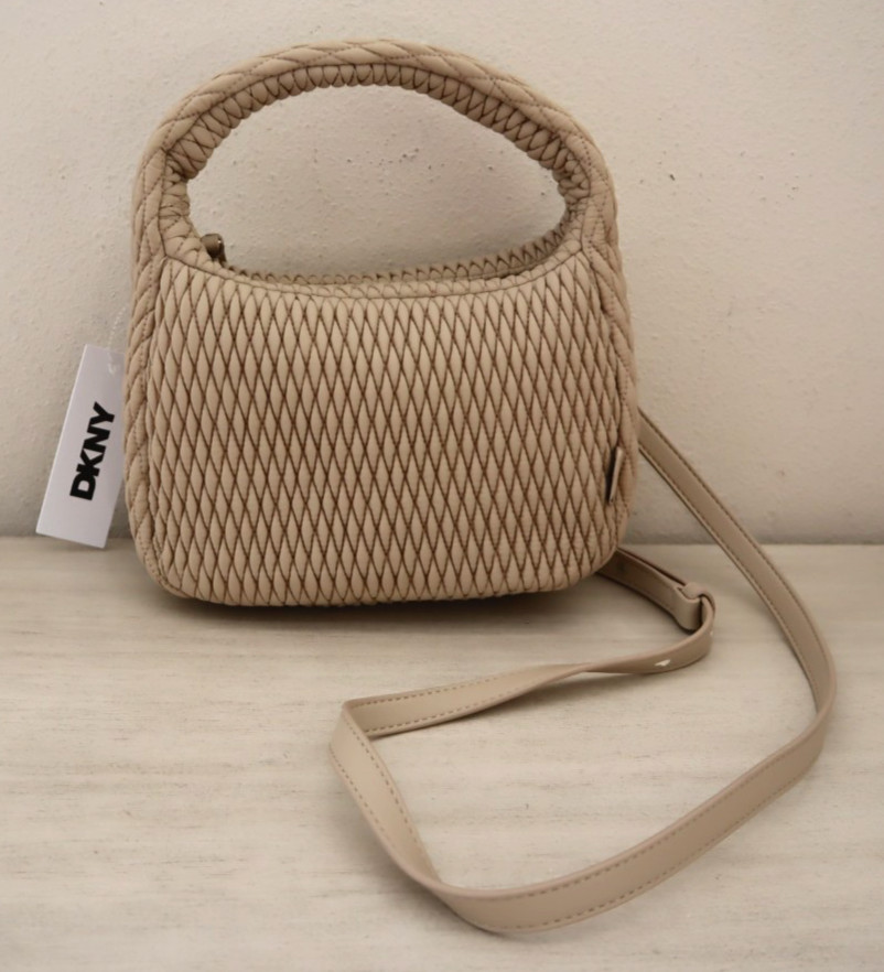DKNY 02509 Women’s O/S Beige Mack Nylon Hobo Crossbody/Shoulder Bag