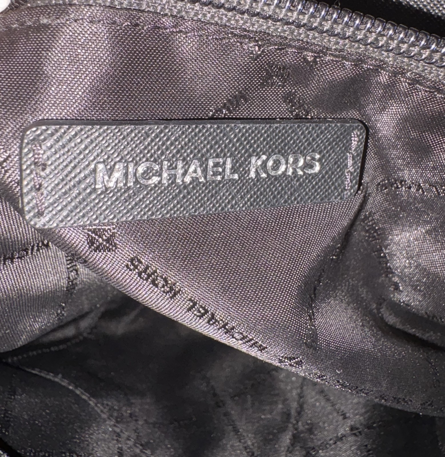 Michael Kors Tote Black Gray Monogram Stripe Shoulder Bag