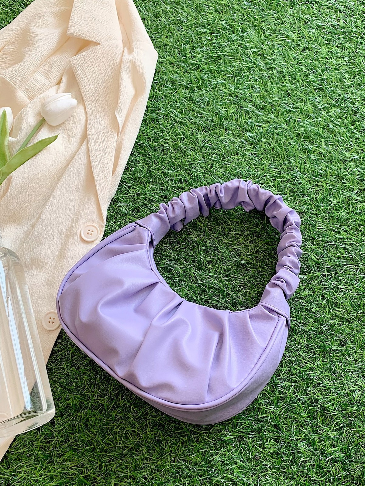 Trendy Women Mini Ruched Cloud Bag Pleated Dumpling Pouch Top Handle Handbag