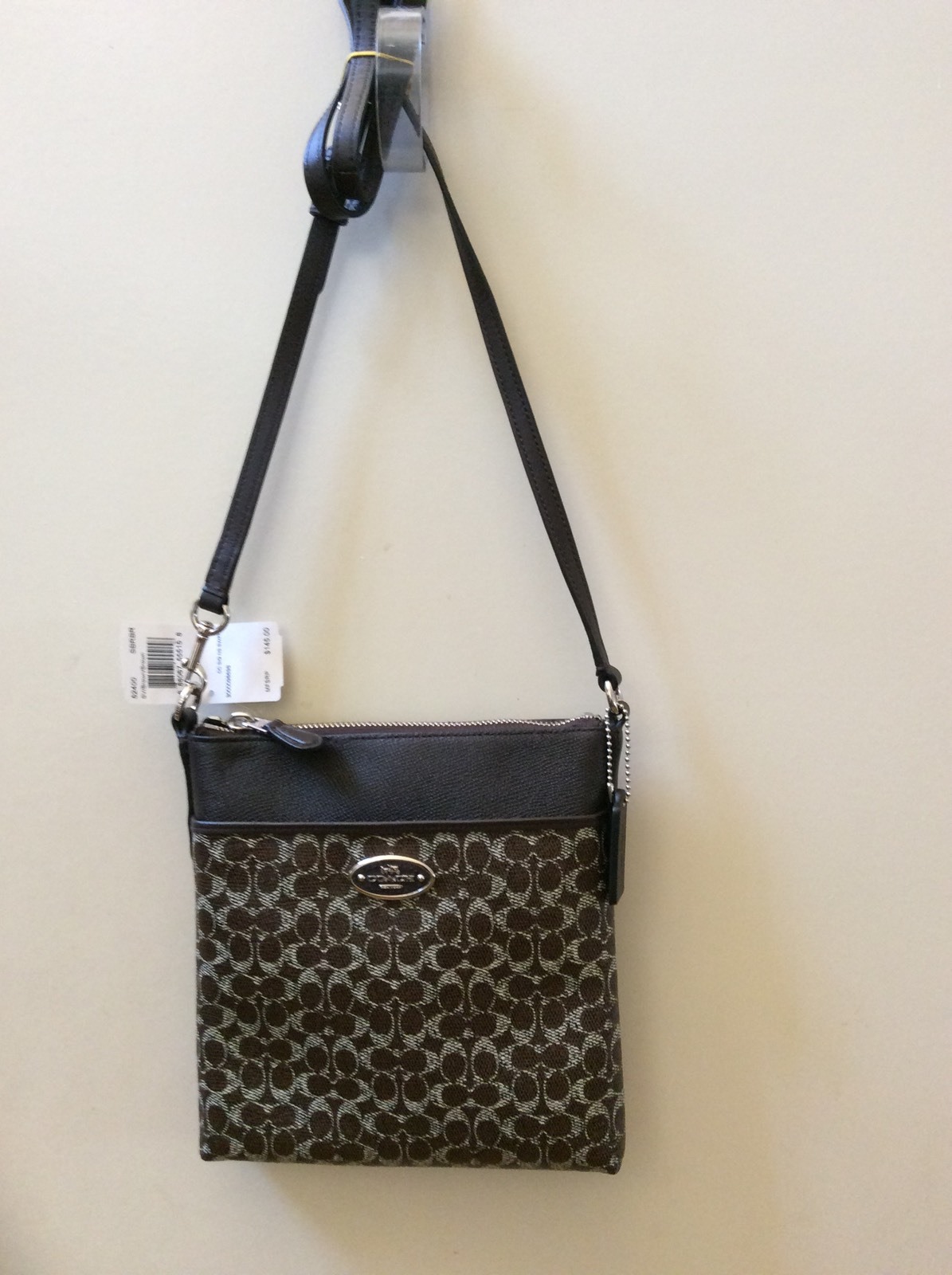COACH NWT BROWN COURIER CROSSBODY COATED CANVAS LEATHER TRIM 7 3/4 L x 8 1/4 Hx1