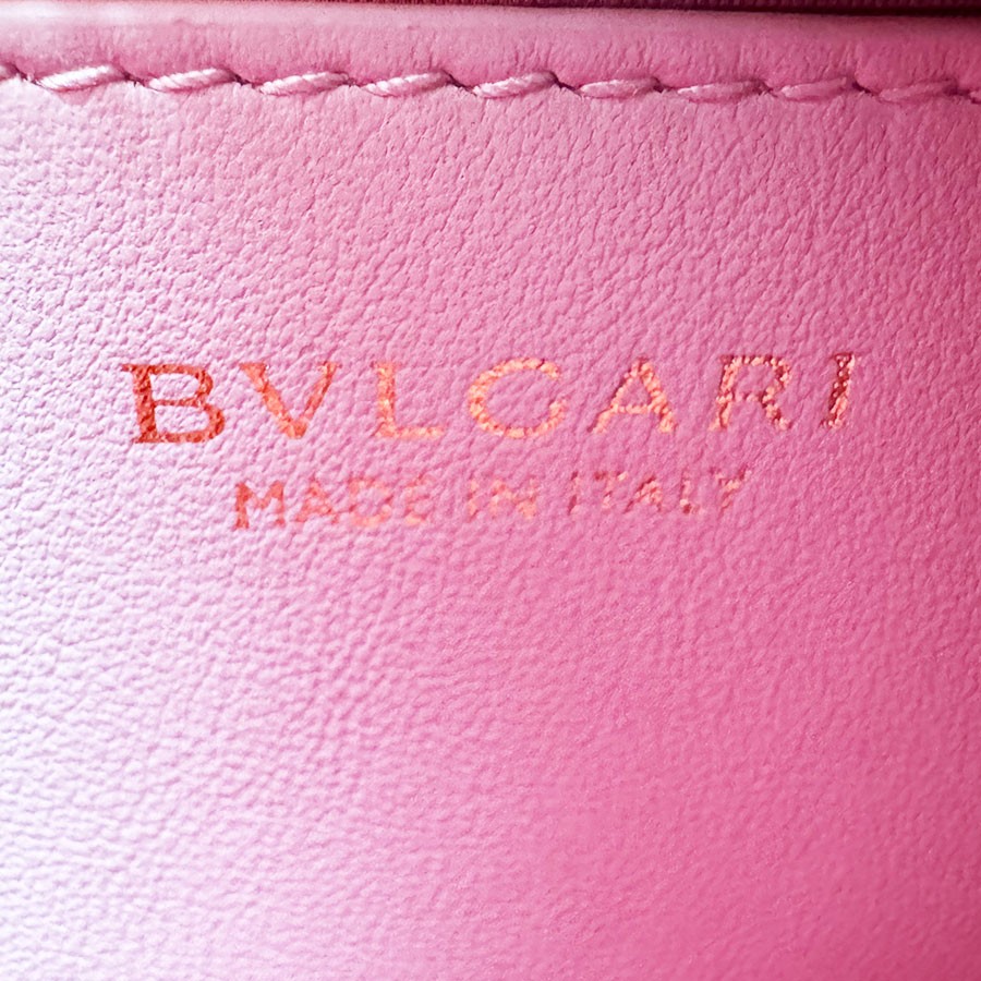 Auth BVLGARI Serpenti Ellipse 2-Way Shoulder Bag Light Pink/Gold Leather z10531