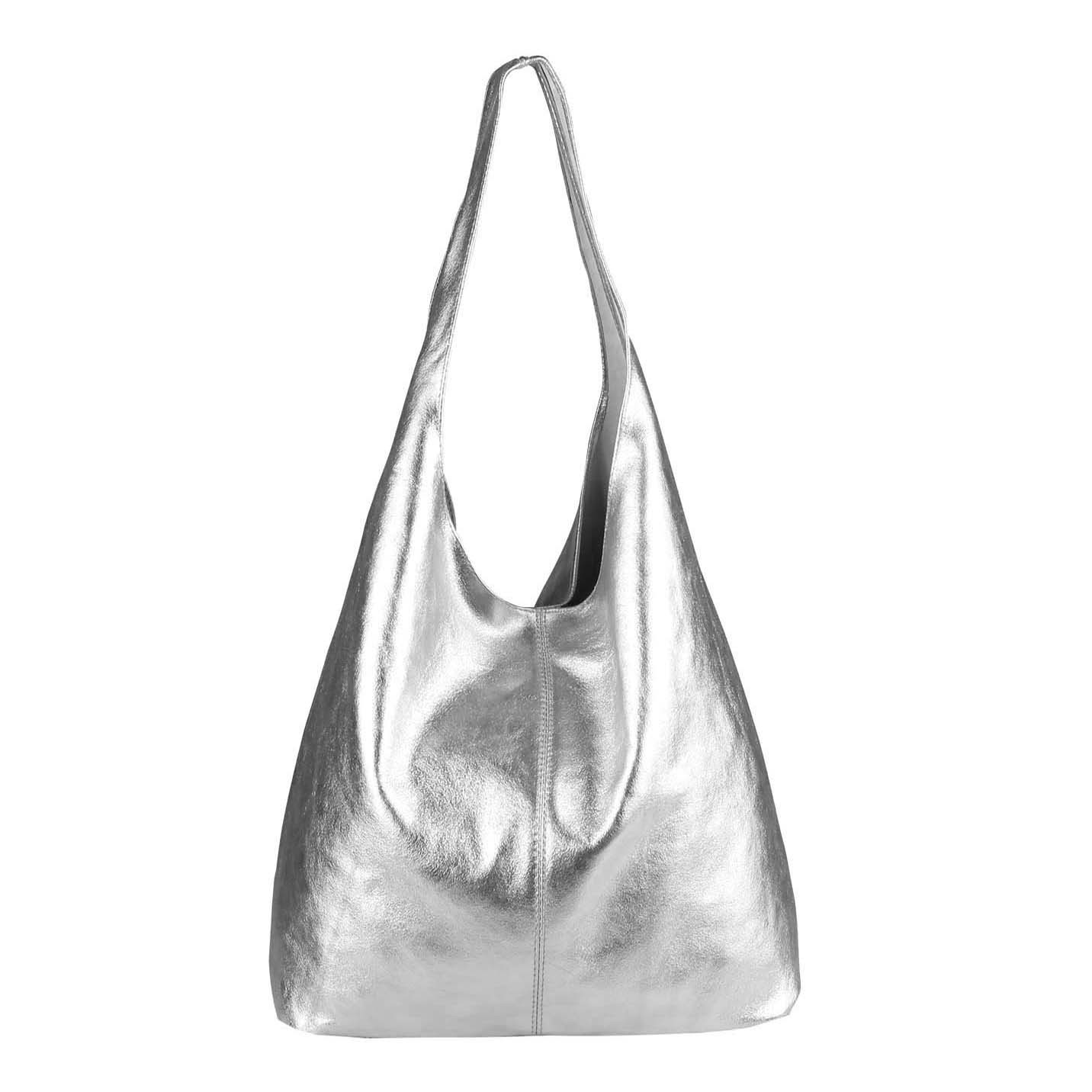 ITAL LADIES’ BAG XXL SHOPPER LEATHER BAG METALLIC shoulder bag hobo tote bag