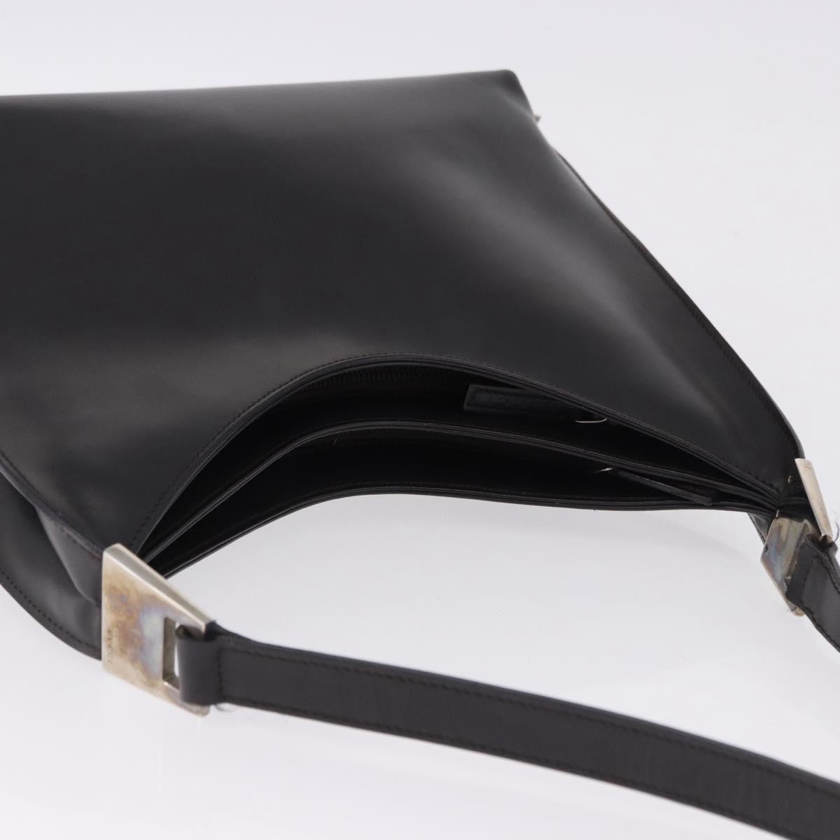GUCCI Shoulder Bag Leather Black Silver 001 3015 Auth gh2272