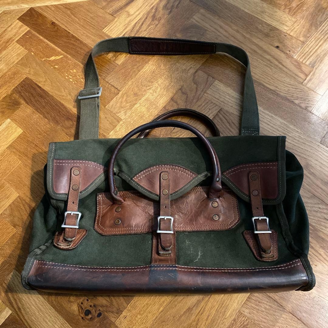Orvis Canvas Leather Shoulder Bag Khaki Brown Used Authentic Rare