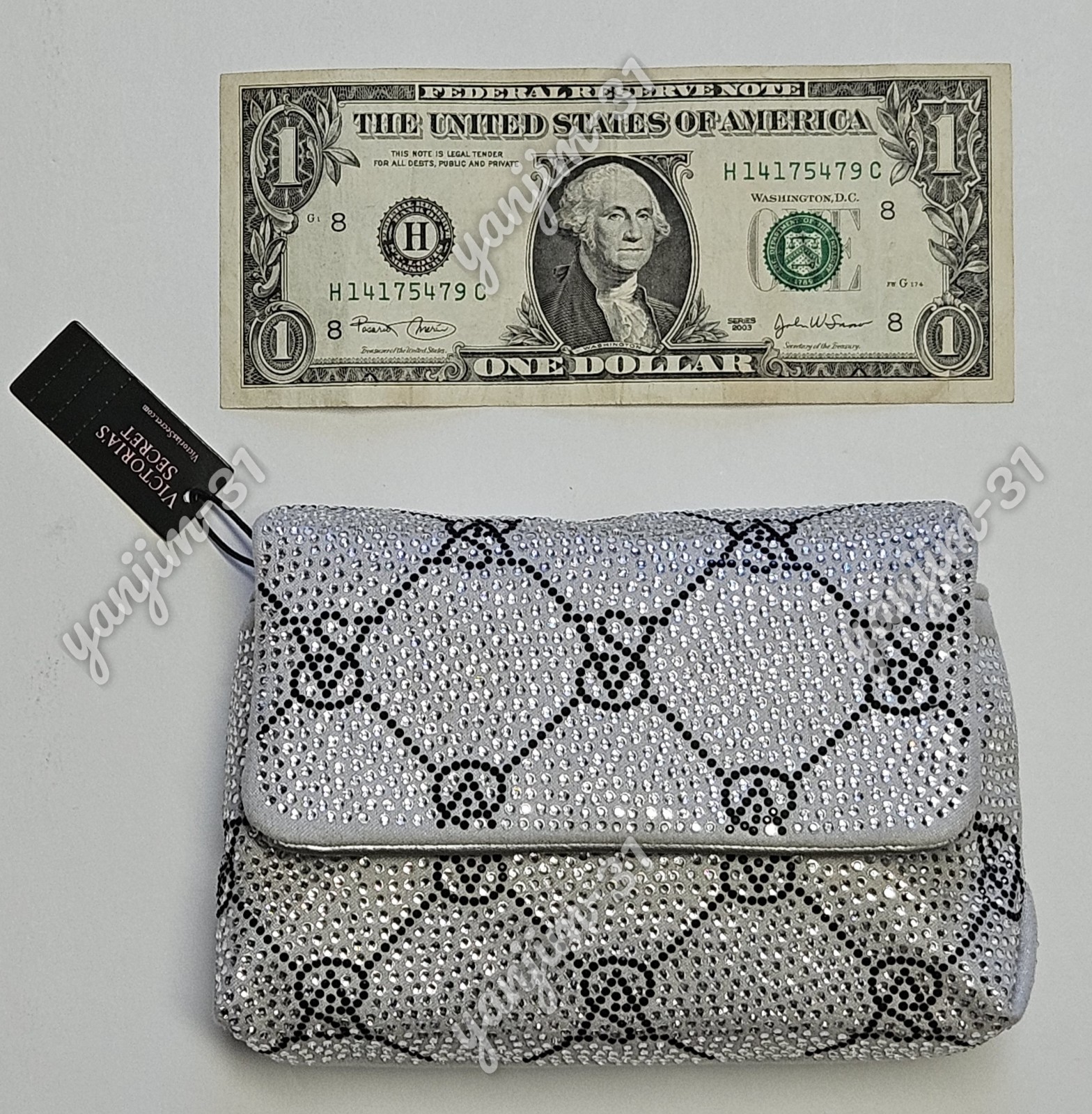 VICTORIA SECRET MICRO CROSSBODY BAG – RHINESTONE – SILVER – NEW ip