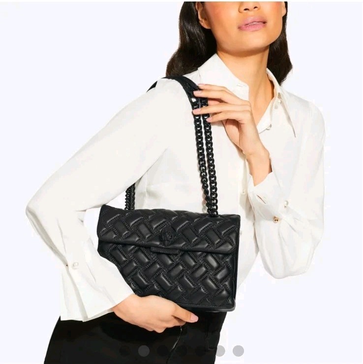 KURT GEIGER LONDON KENSINGTON DRENCH LEATHER SHOULDER BAG IN BLACK
