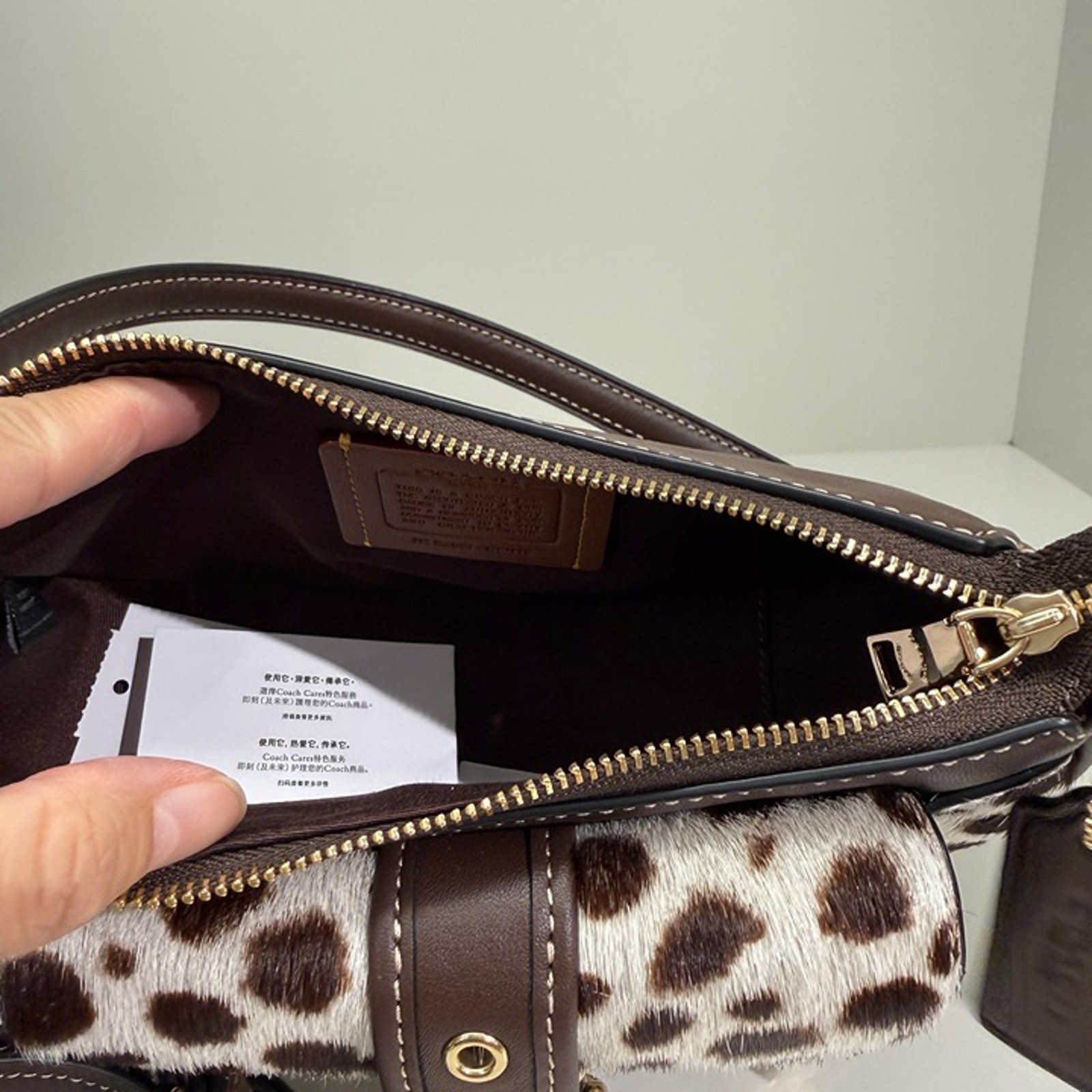 NEW‼️Coach Ashton Mini Shoulder Bag In Haircalf CEN10 Dark Brown Chalk