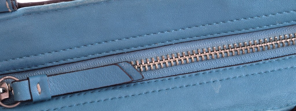 Coach F11199 Teal Blue Leather Hampton Carryall Tote Satchel Handbag EUC