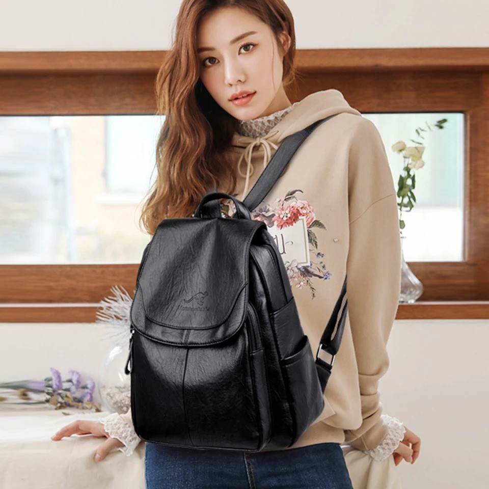 Anti-theft Soft Leather Backpack Women Vintage Shoulder Bag Ladies High Capacity