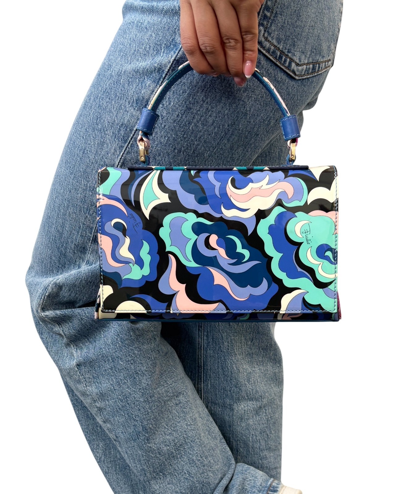 EMILIO PUCCI Vintage Logo Psychedelic Printed Multicolor 2way Bag Blue 902568