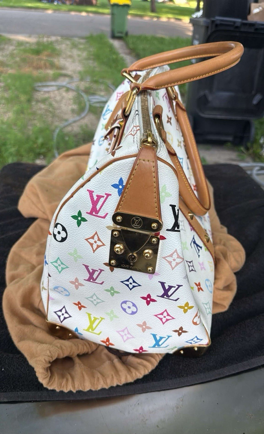 First production Vintage Louis Vuitton Monogram Multicolore White Keepall