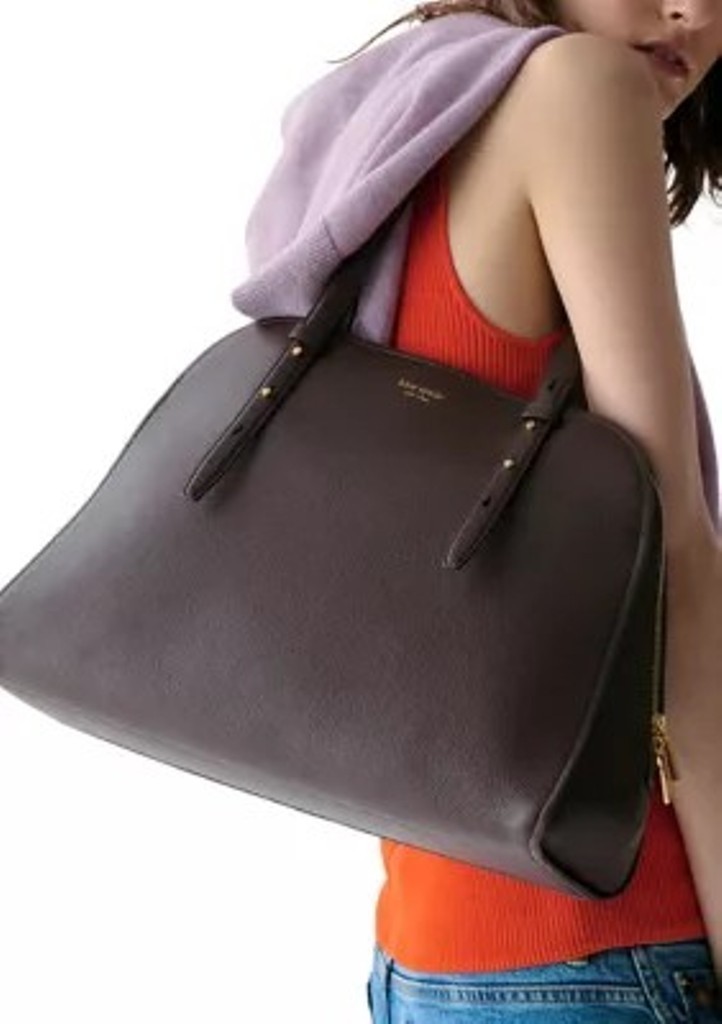 $448. Kate Spade New York Pebbled Leather Maise Carryall Tote Hot Fudge Gold