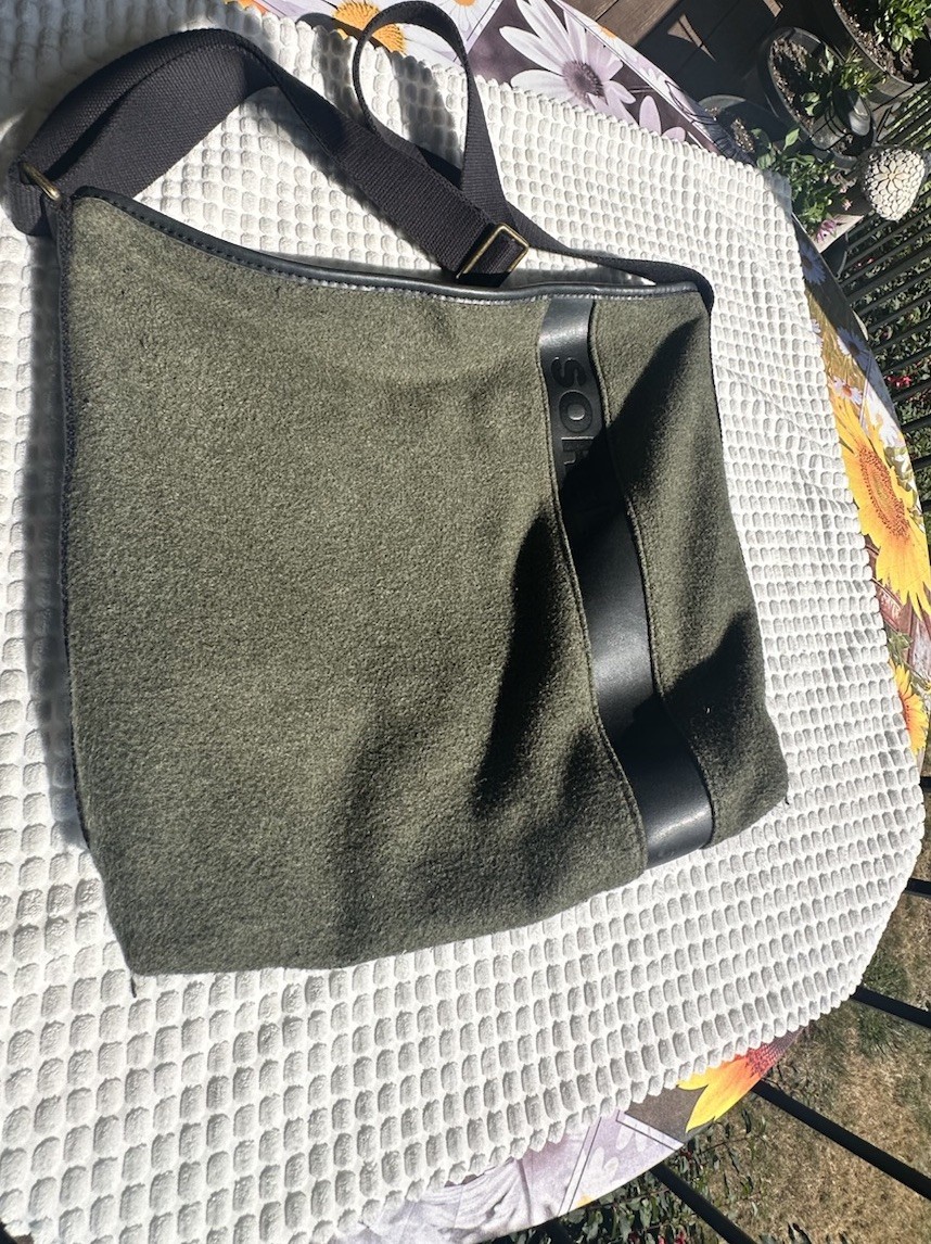 Sorel Moss Green Crossbody Messenger Purse Bag Tote Wool Canvas Clean & nice con