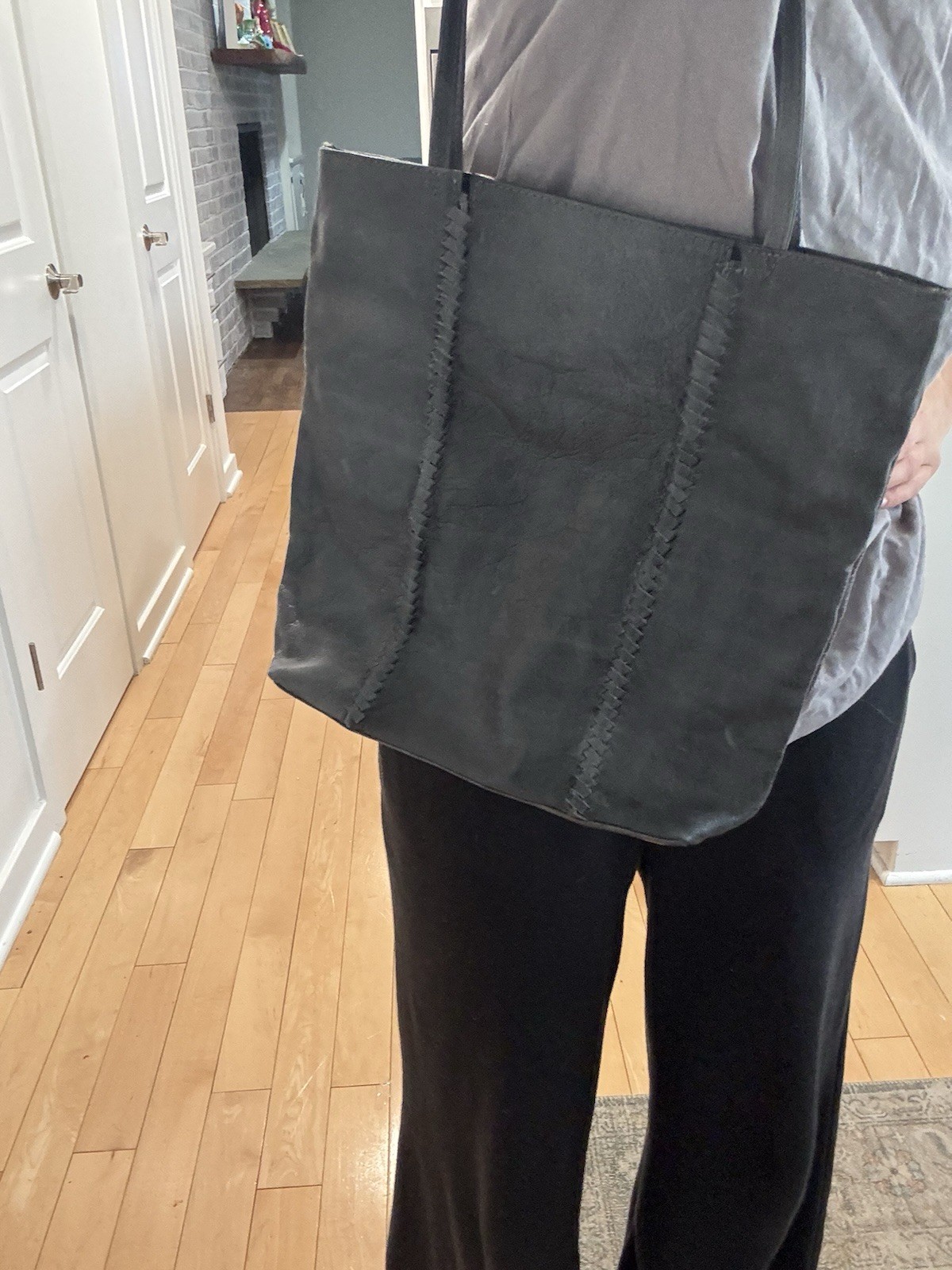 Latico Steel Gray leather tote