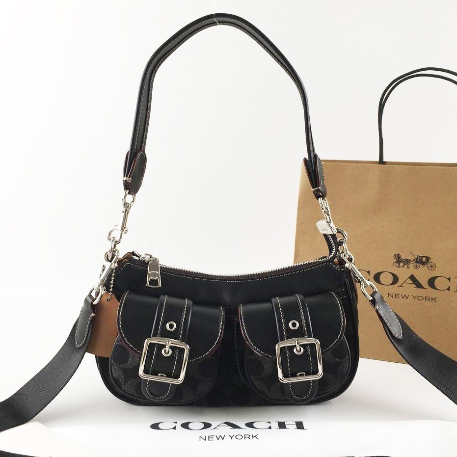 COACH Ashton Baguette In Signature Denim black CQ184 Crossbody F/S JP
