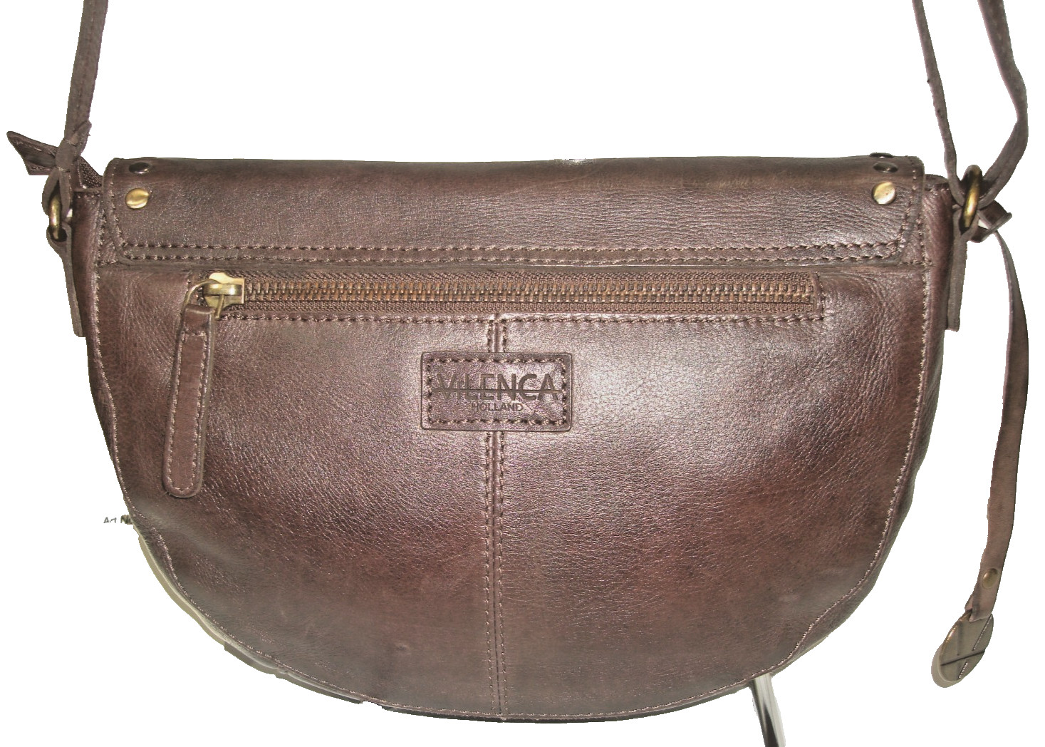 Vilenca Holland Butter Soft Drk Brown Leather Studded Crossbody Shoulder Bag NWT