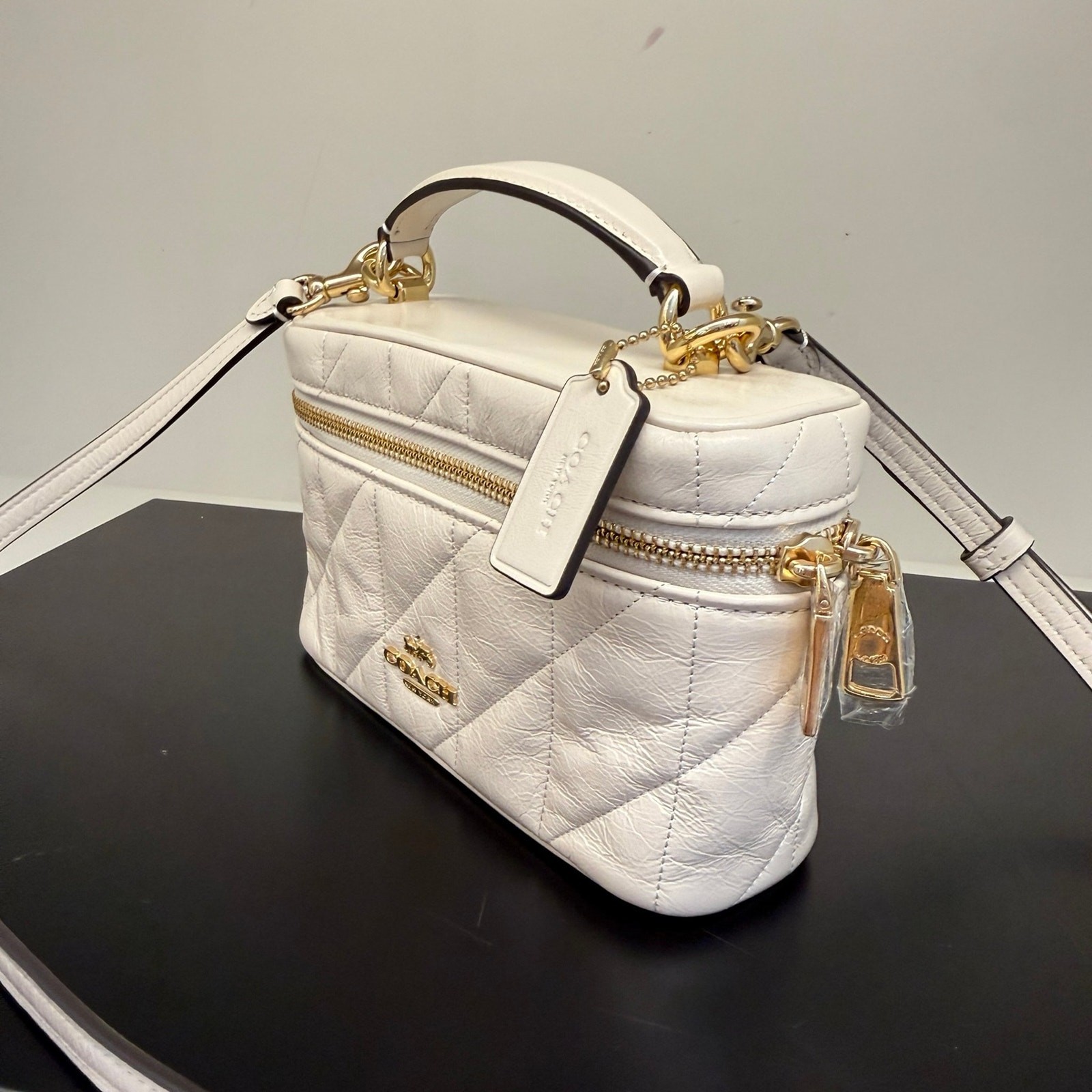 Coach Rainer Crossbody Bag 18 With Quilting CEO22 Gold/Chalk
