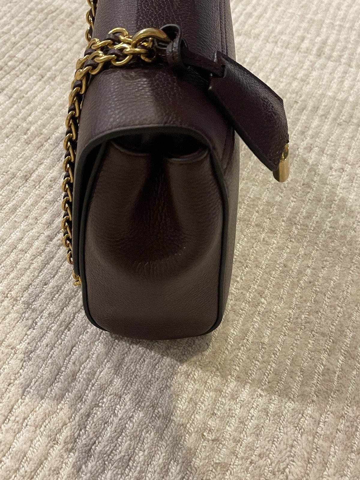 Mulberry Medium Lily Oxblood Classic Grain Leather Gold Chain Shoulder Bag