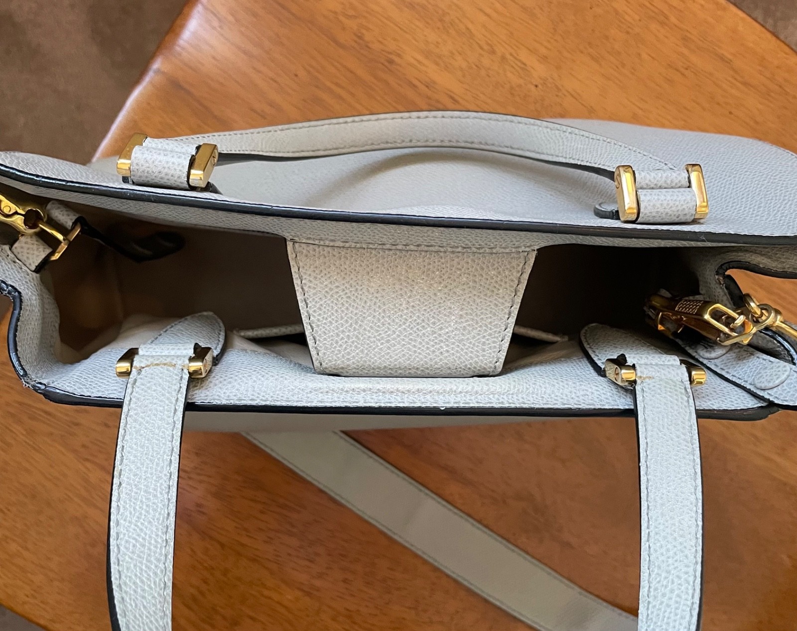 Valextra – Italian leather Triennial bag with gold hardware
