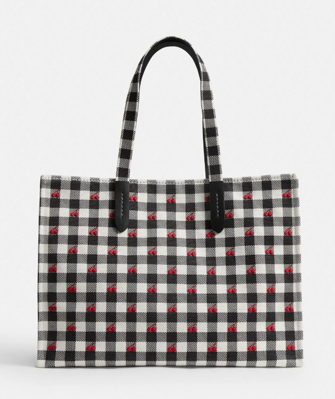 COACH Tote Bag Gingham Print CES71 IMA47 Black Multi Canvas Leather A4 Laptop 16