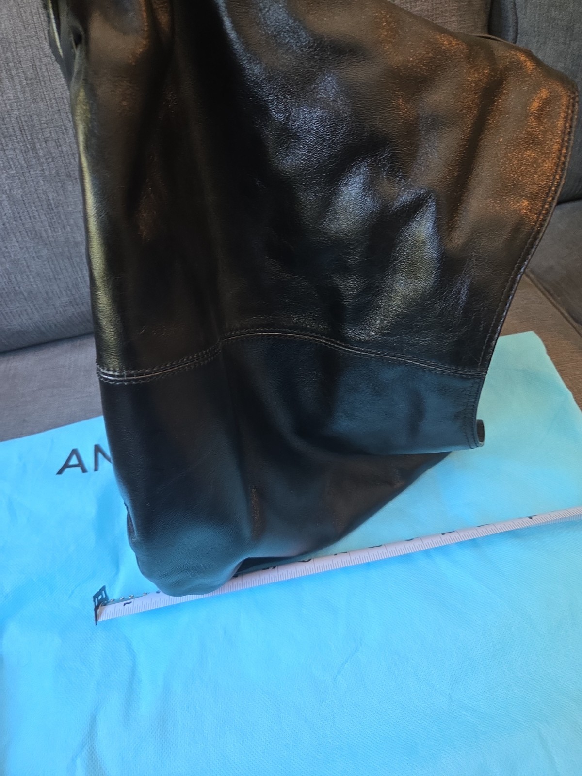 Large Antonio Melani Black Leather Purse With Tassle