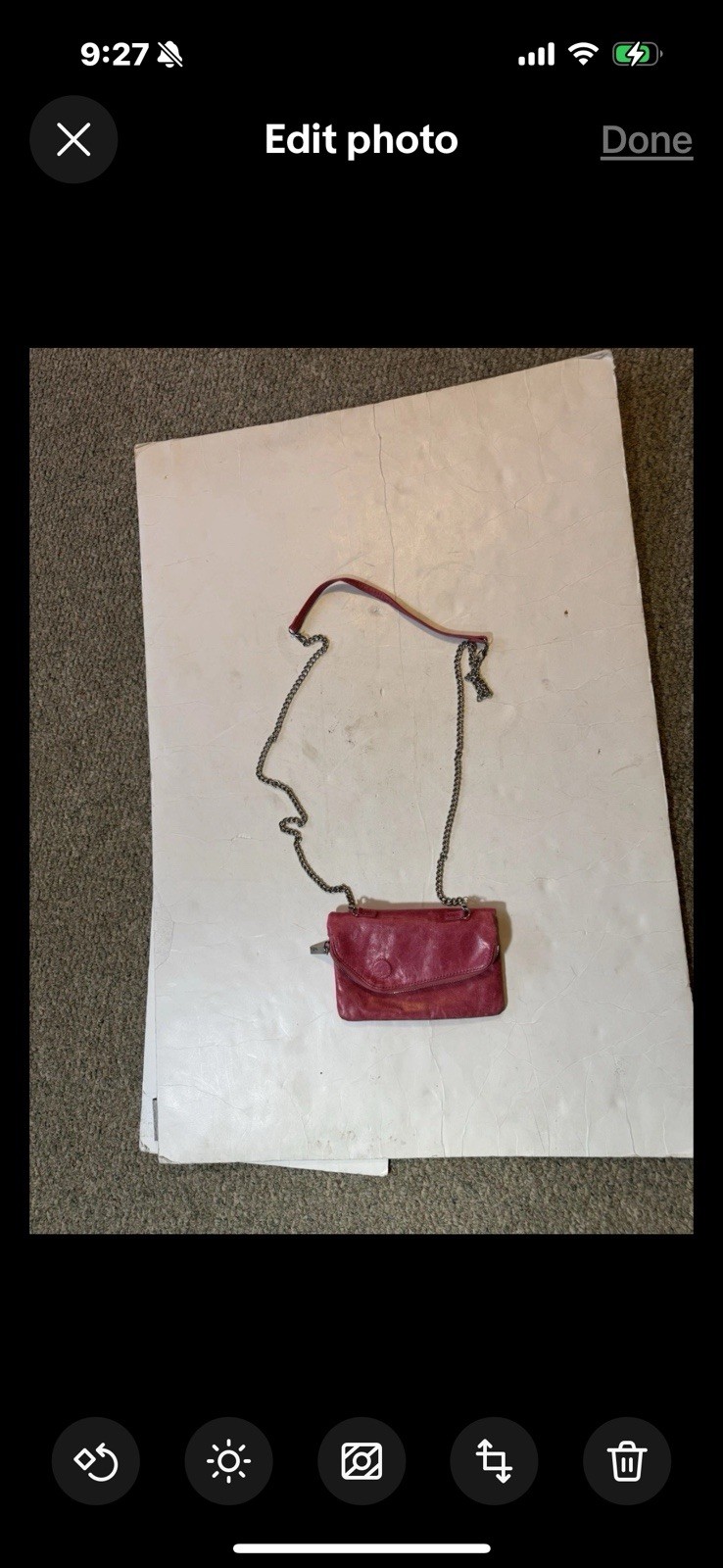 Hobo Daria Dark Pink Leather Crossbody Shoulder Bag Clutch 7.5 X 5.5 In.