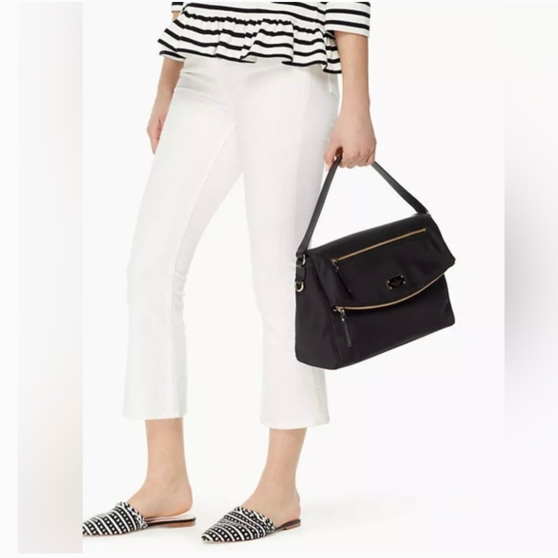 Kate Spade Blake Avenue Lyndon Crossbody Shoulder Bag Purse Black Nylon Logo