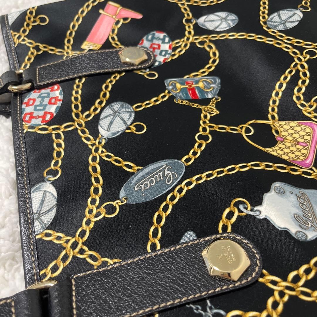 DUTY PAID GUCCI Chain pattern Tote Bag Women Auth 12.40 x 14.37 x 4.33inch