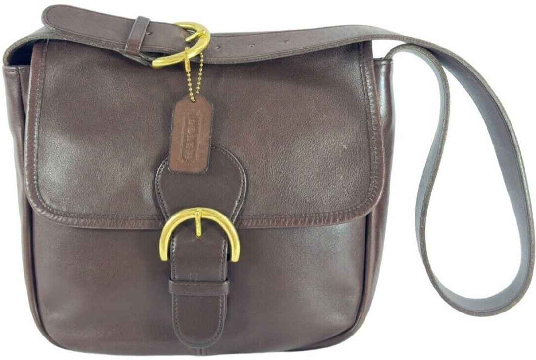 1997 COACH 4164 Brown Leather Bedford Flap Shoulder Made in The United States