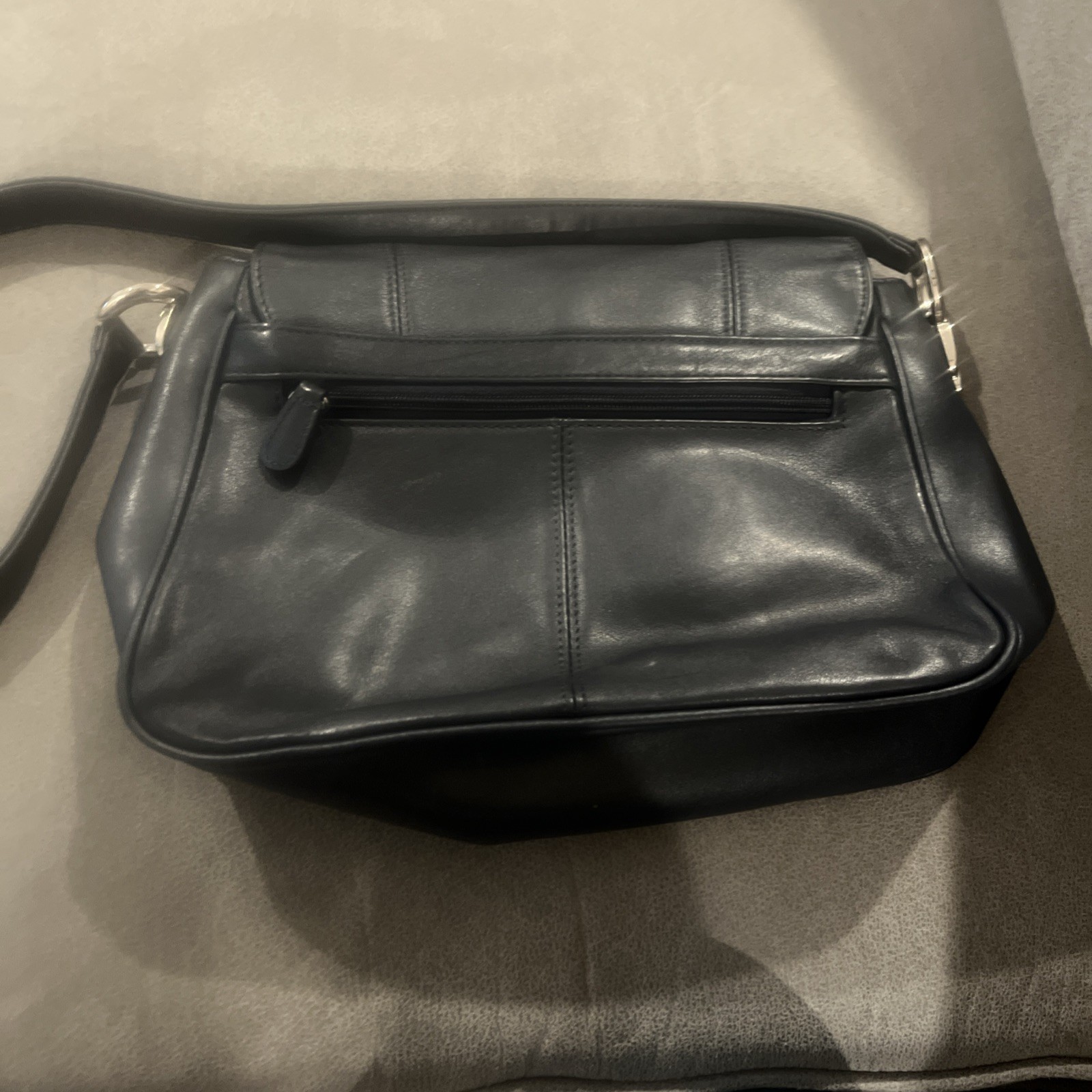 Worthington Black Genuine Leather Saddle Flap Shoulder Bag
