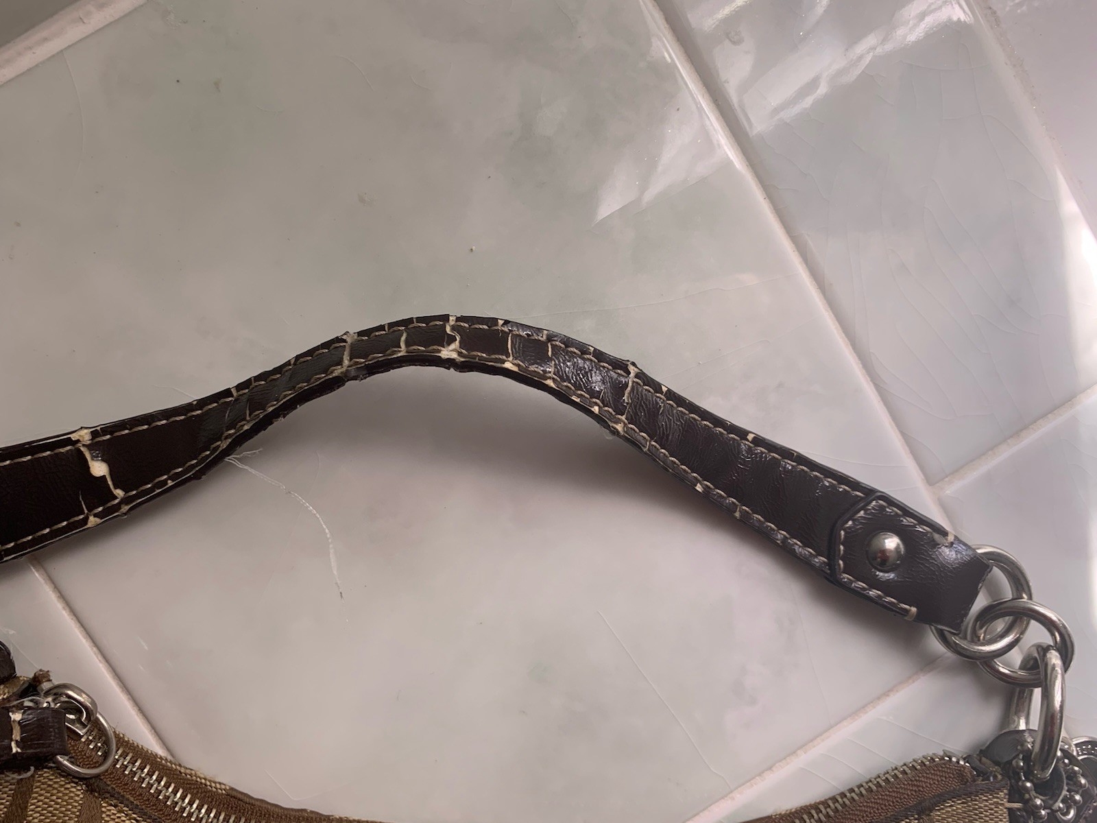 Vintage Coach Signature Brown Stripe Demi Bag F19218 – READ Description