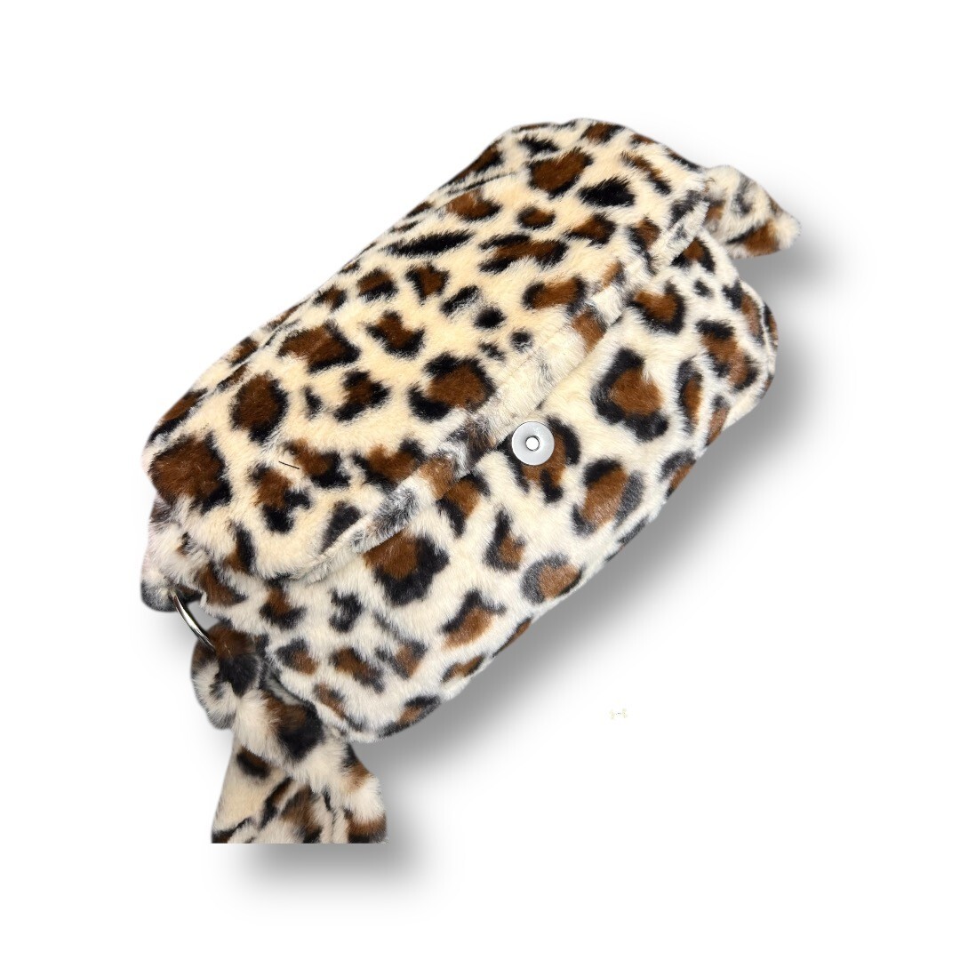 New Gilda Paris Leopard Print Faux Fur Crossbody Shoulder Bag Plush Messenger