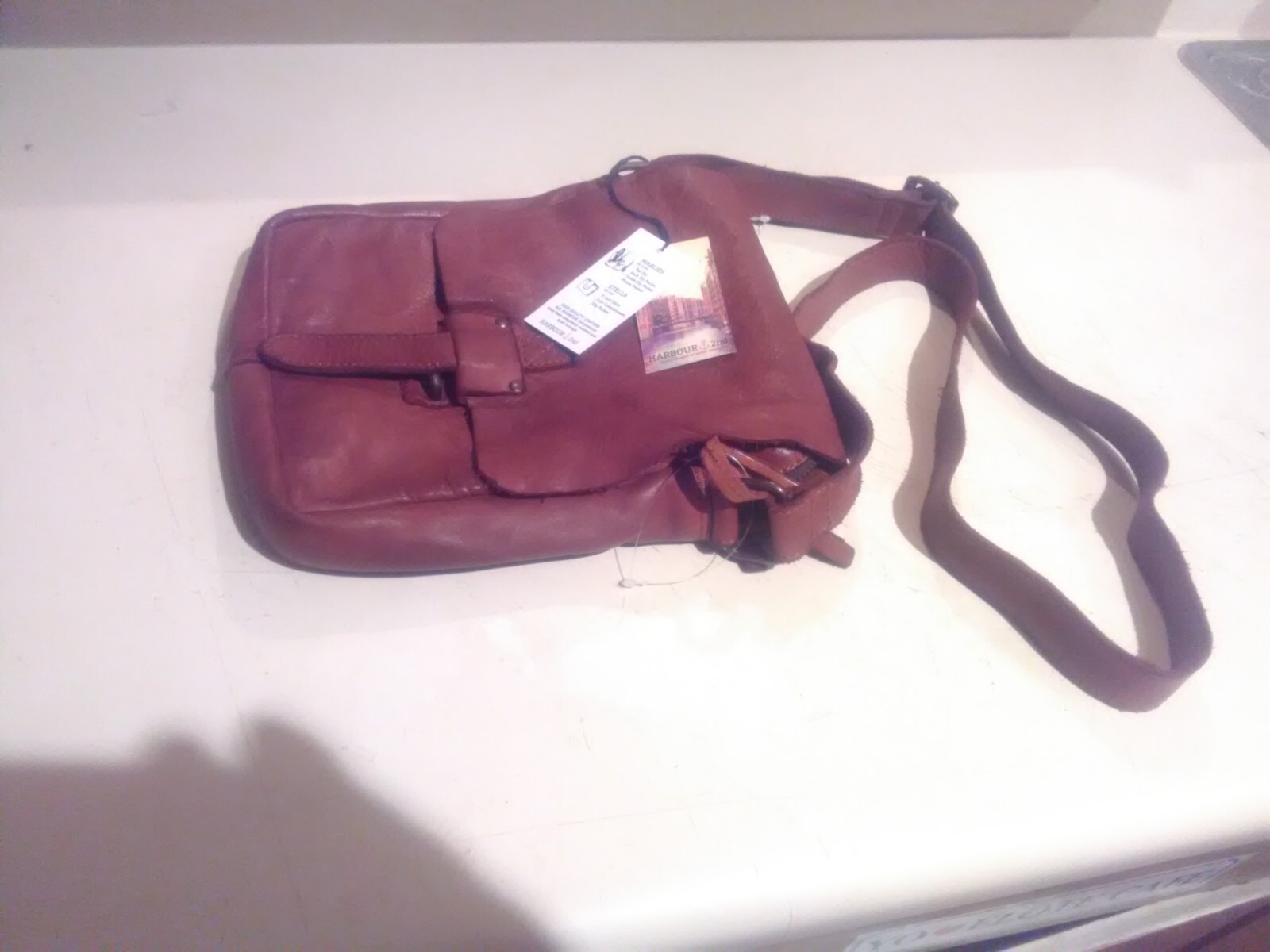 HARBOUR 2nd Genuine LEATHER BROWN Cognac Croosbody Shoulder MESSANGER￼ BAG NWT