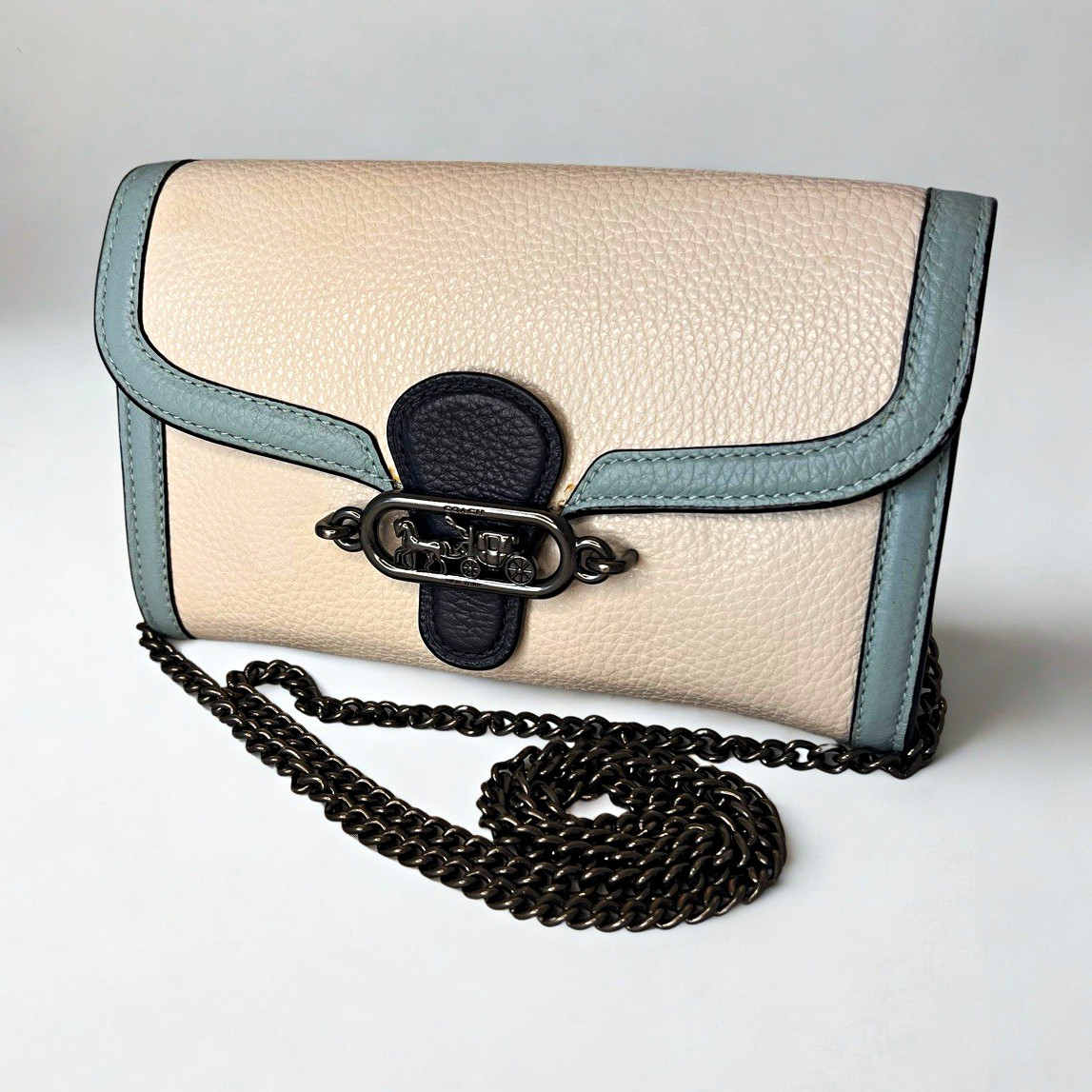 Coach Jade Envelope Wallet Crossbody in Colorblock Pebble Leather