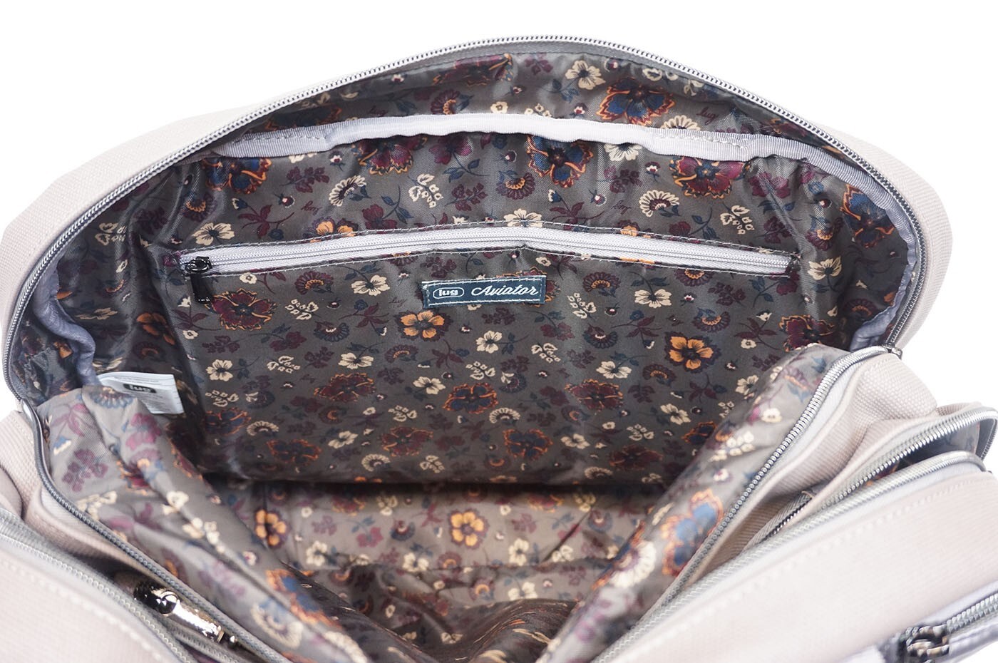 ❤️ Lug Aviator Metallic Pearl Matte Luxe Multi Compartment Tote Weekender Gray