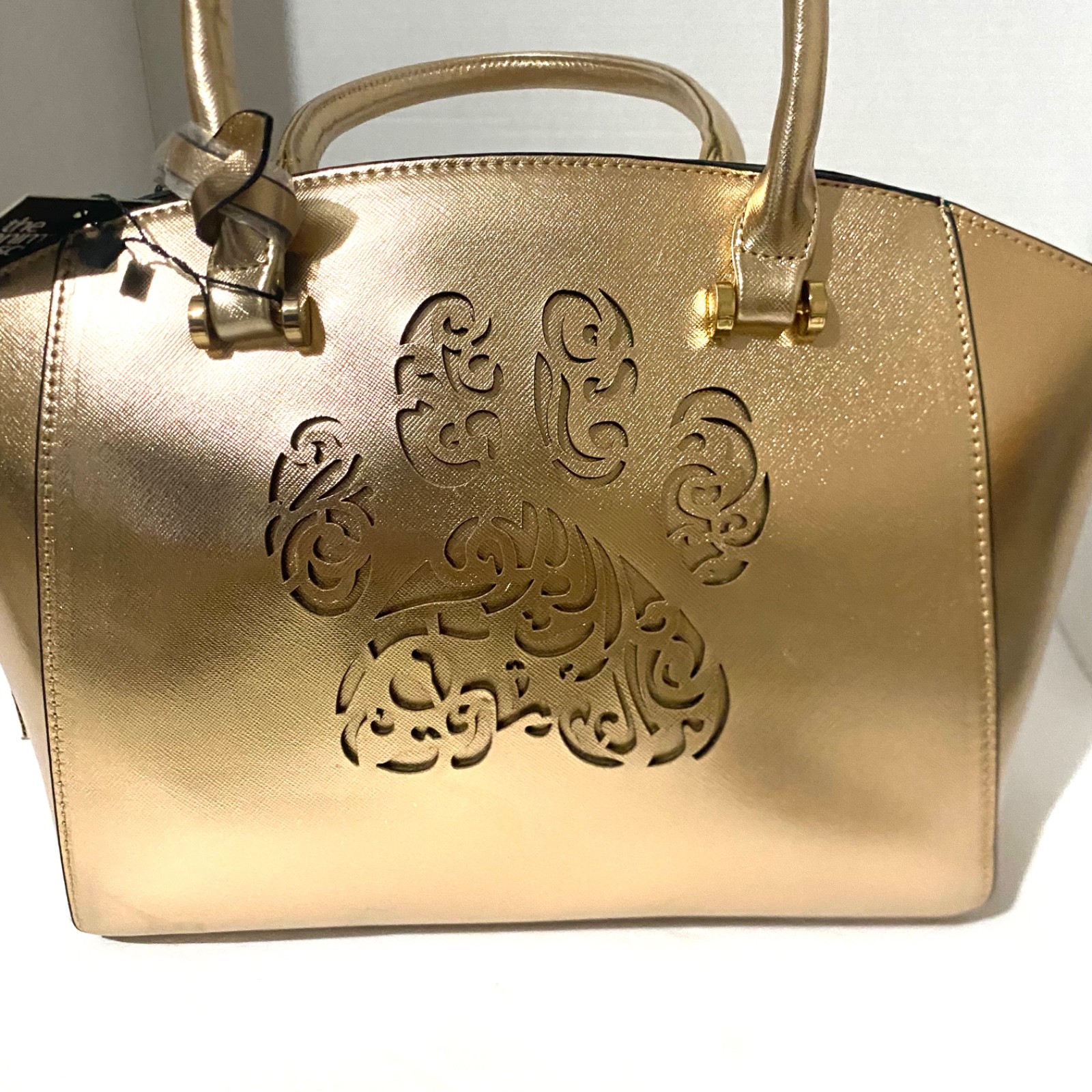 Animal Rescue Site Gold Dog Paw Print Purse Bag Faux Leather NWT